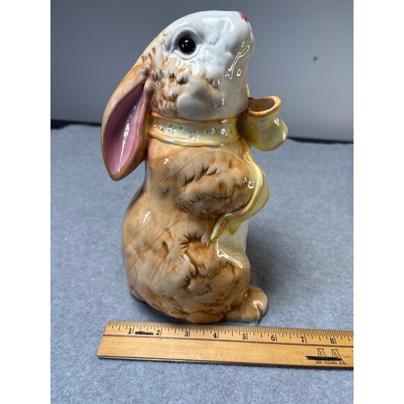 Ceramic Bunny Figurine with Bow - 10" Tall - Adorable Rabbit Home Decor - Picture 7 of 9